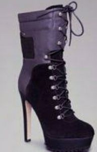 Bebe Evie suede lace up ankle boots Blk sz 10 NWT